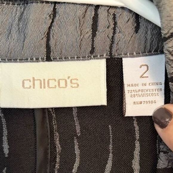 Chico's Vertical Crush Jacket Open Front Long Sleeve Jack Gunmetal Gray Large - Picture 3 of 4